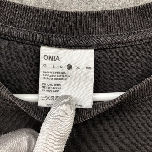 Onia Cropped T Shirt Womens Large L Dark Gray Crewneck Short Sleeve Relaxed - Picture 5 of 7